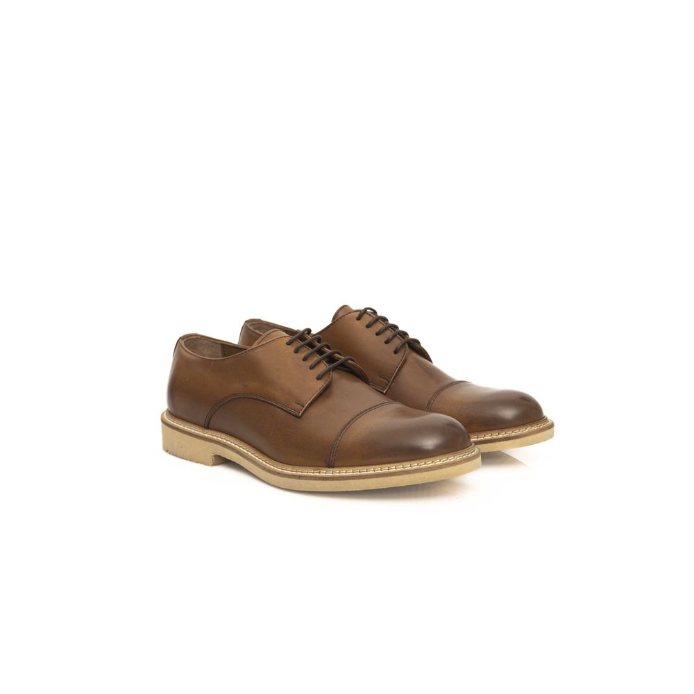 Cerruti 1881 Brown Calfskin Men Derby Shoe - Image 3