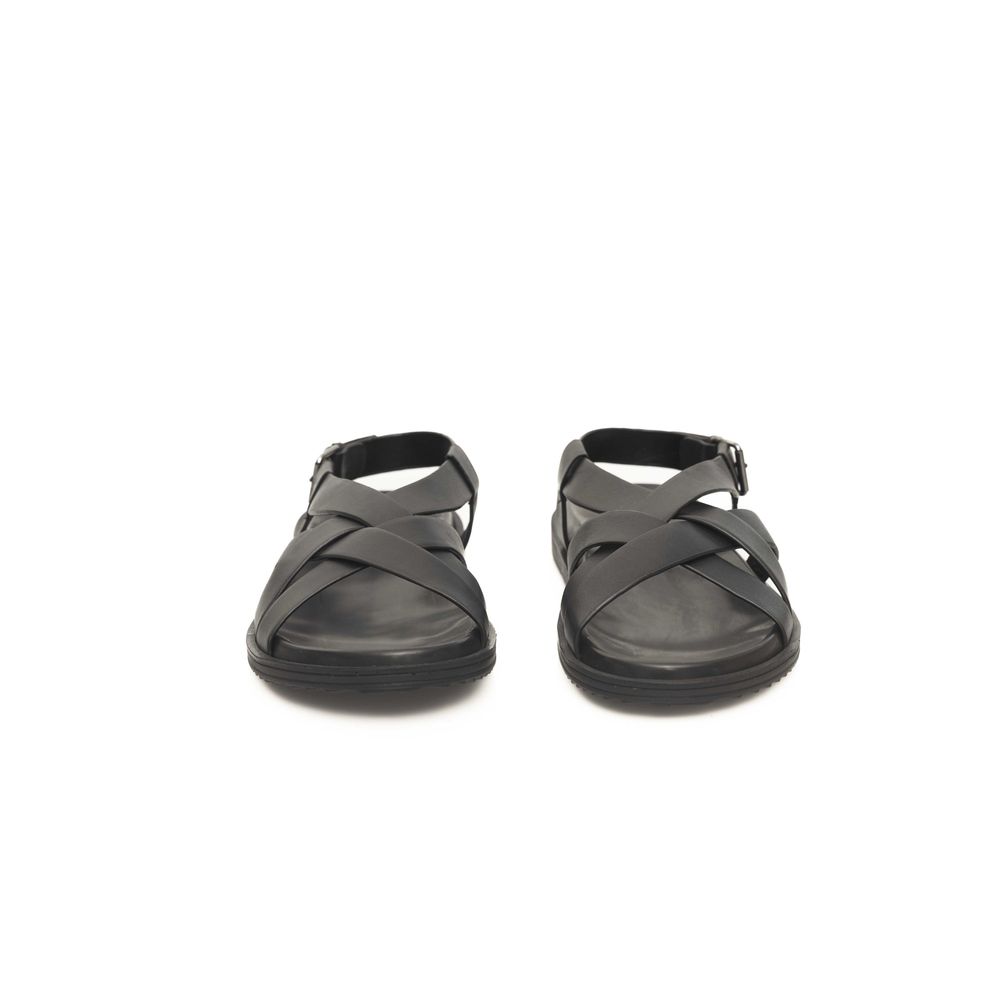 Cerruti 1881 Black Leather Men Sandal - Image 2