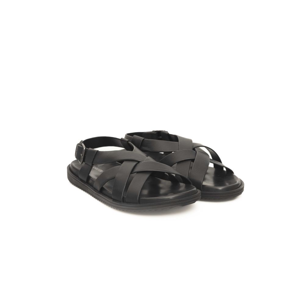 Cerruti 1881 Black Leather Men Sandal - Image 3