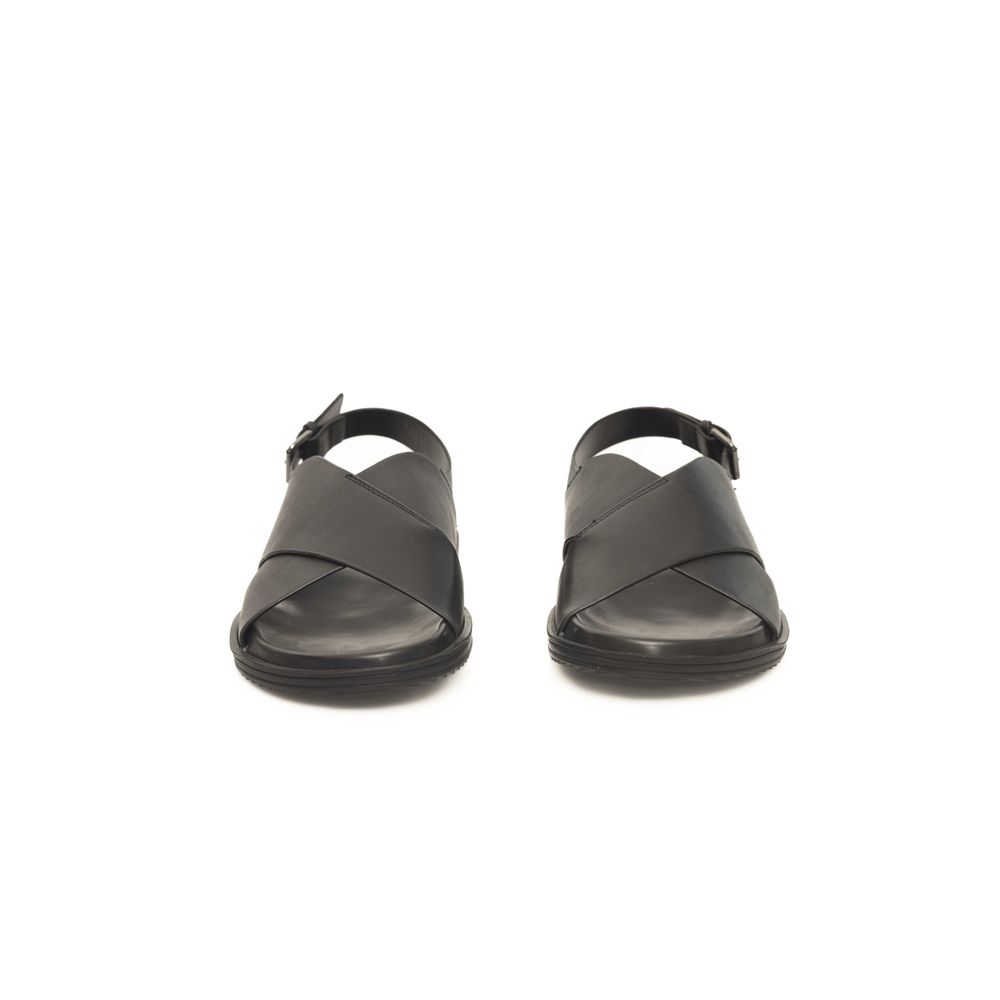 Cerruti 1881 Black Leather Men Sandal - Image 2