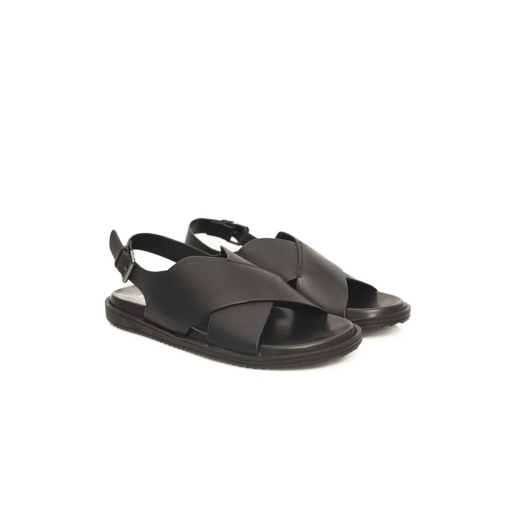 Cerruti 1881 Black Leather Men Sandal - Image 3