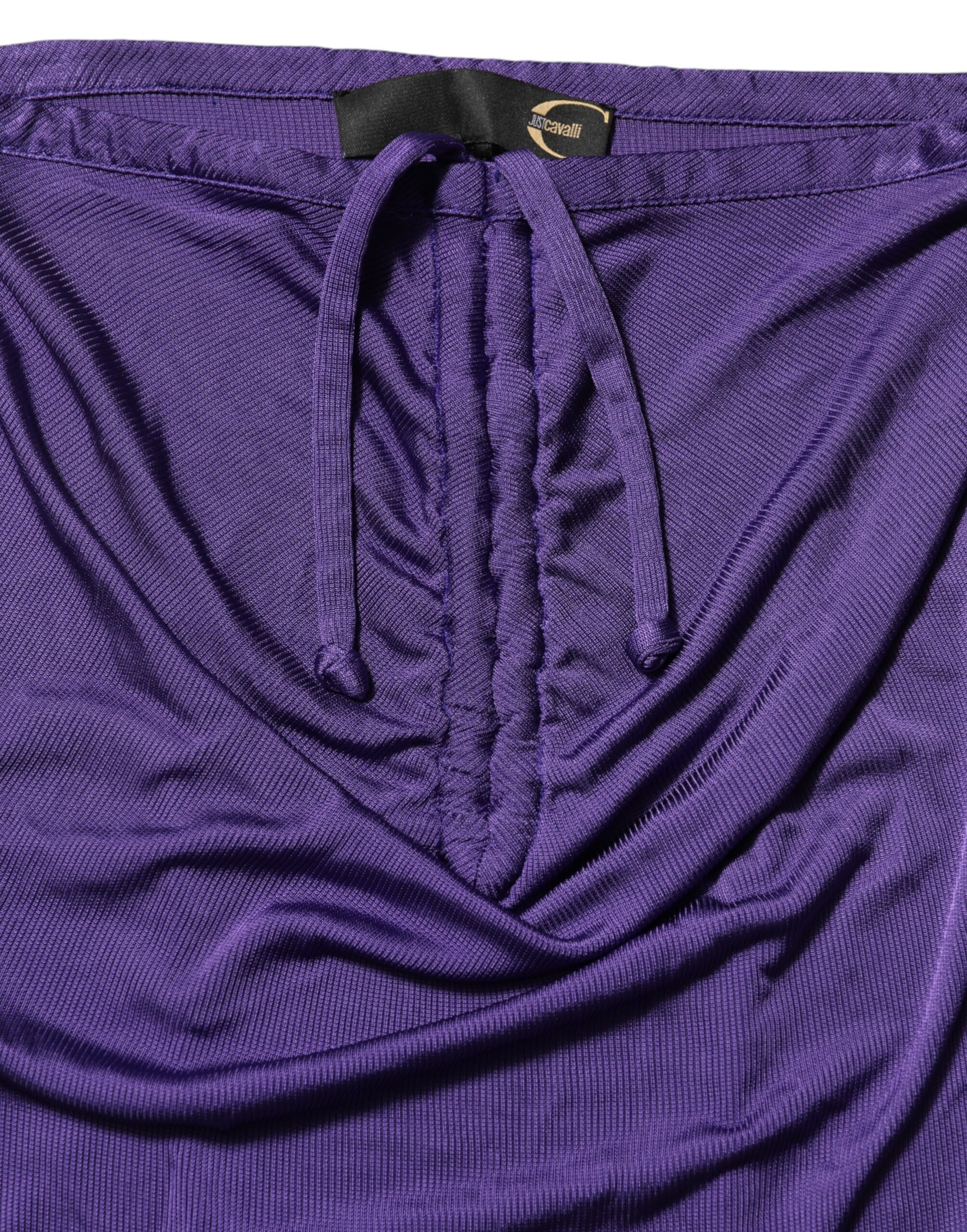 Cavalli Class Purple Viscose Elastane Strapless Bodycon Dress - Image 6