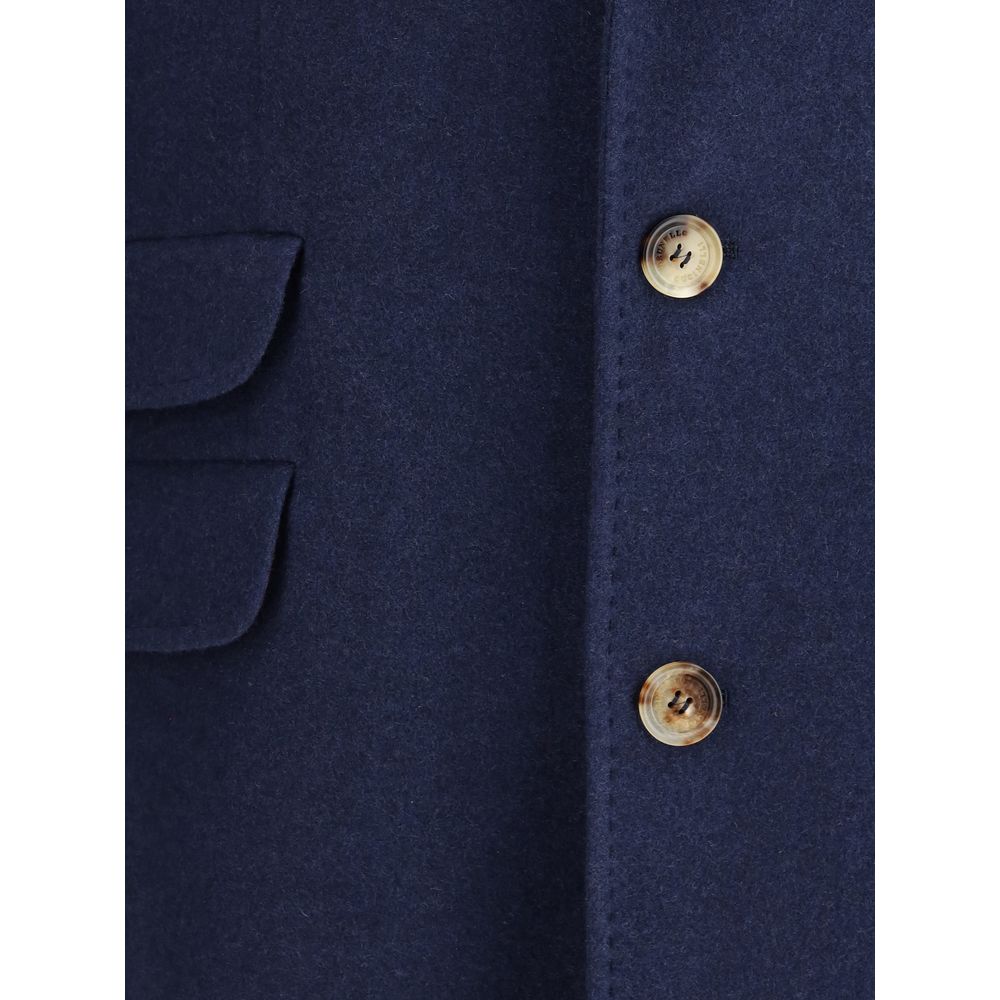 Brunello Cucinelli Blue Cashmere Coat - Image 3