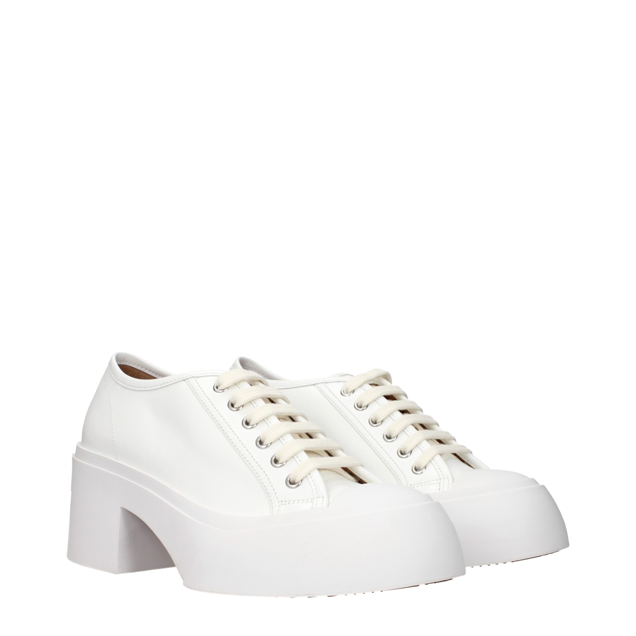 Marni White Leather Platform Sneakers - Image 2