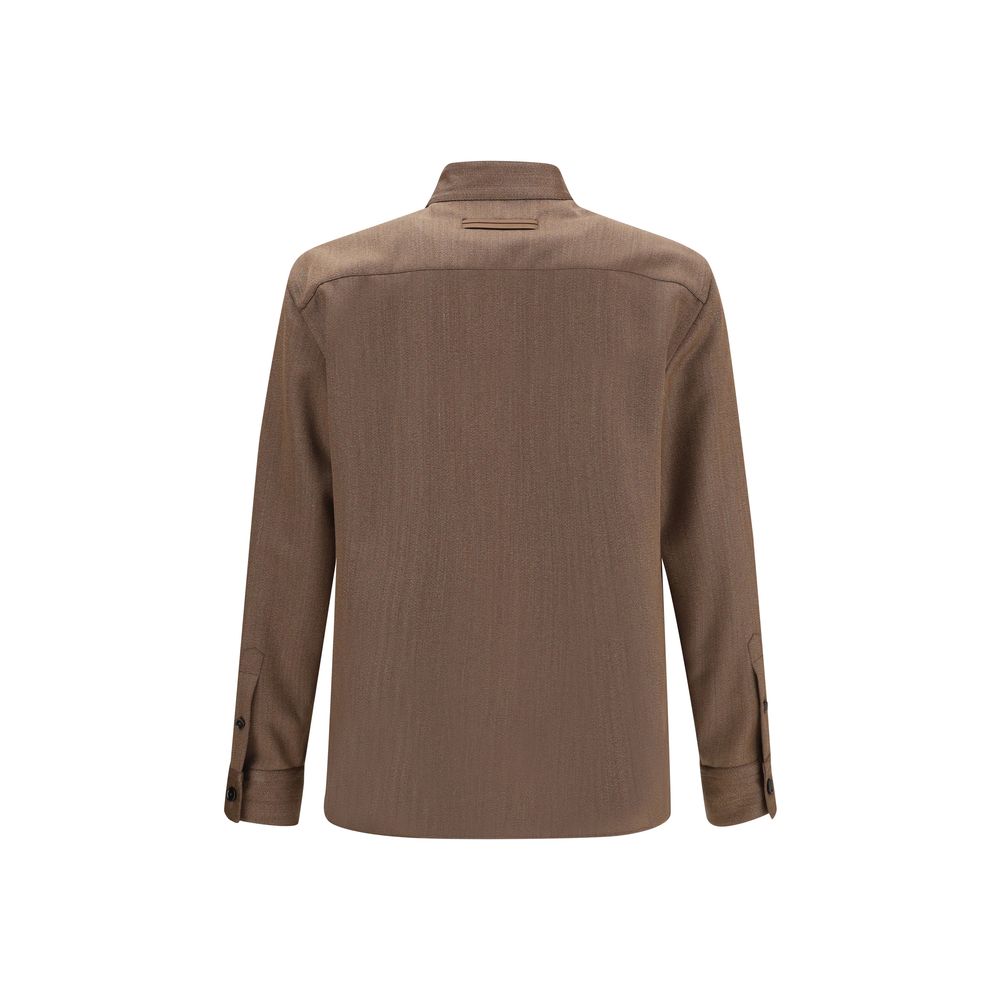 ZEGNA Brown Wool Coat - Image 2