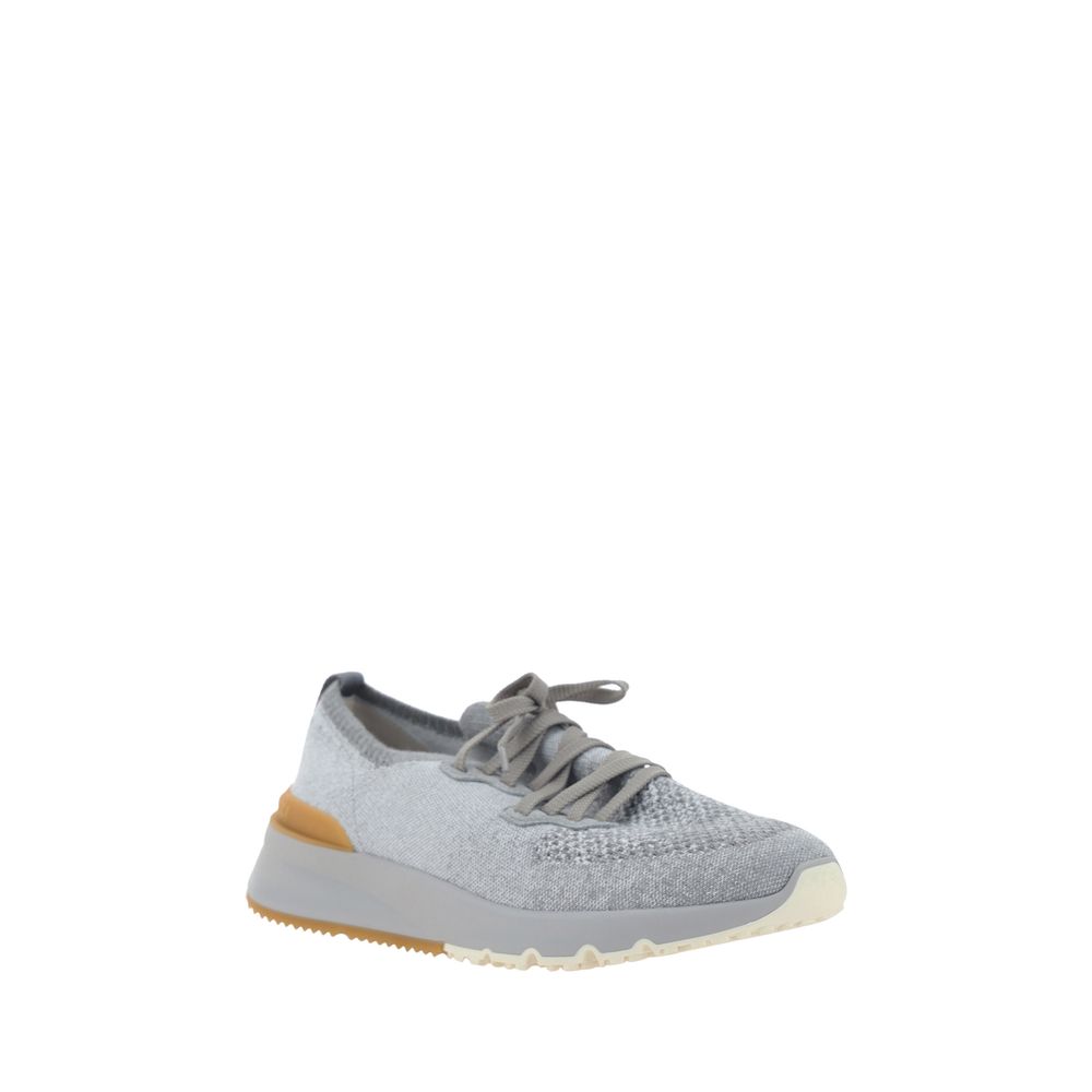 Brunello Cucinelli Gray Cotton Athletic Sneakers - Image 2