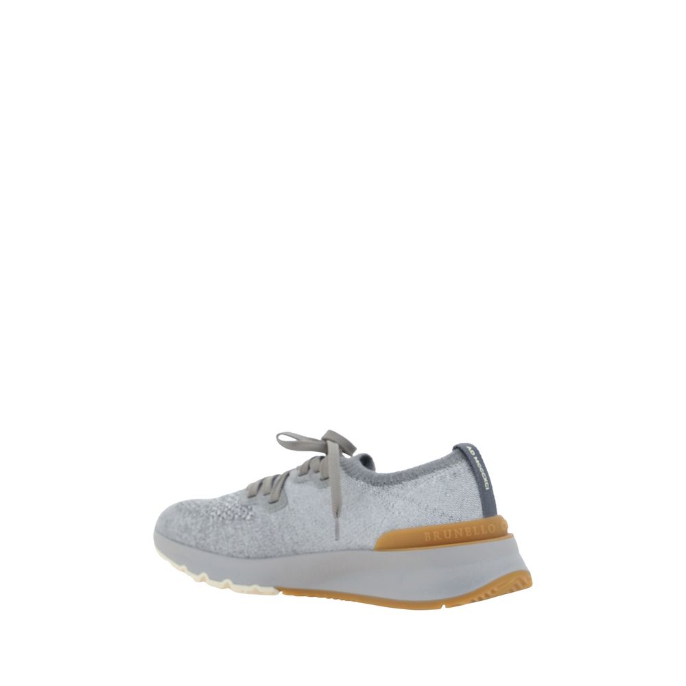Brunello Cucinelli Gray Cotton Athletic Sneakers - Image 3