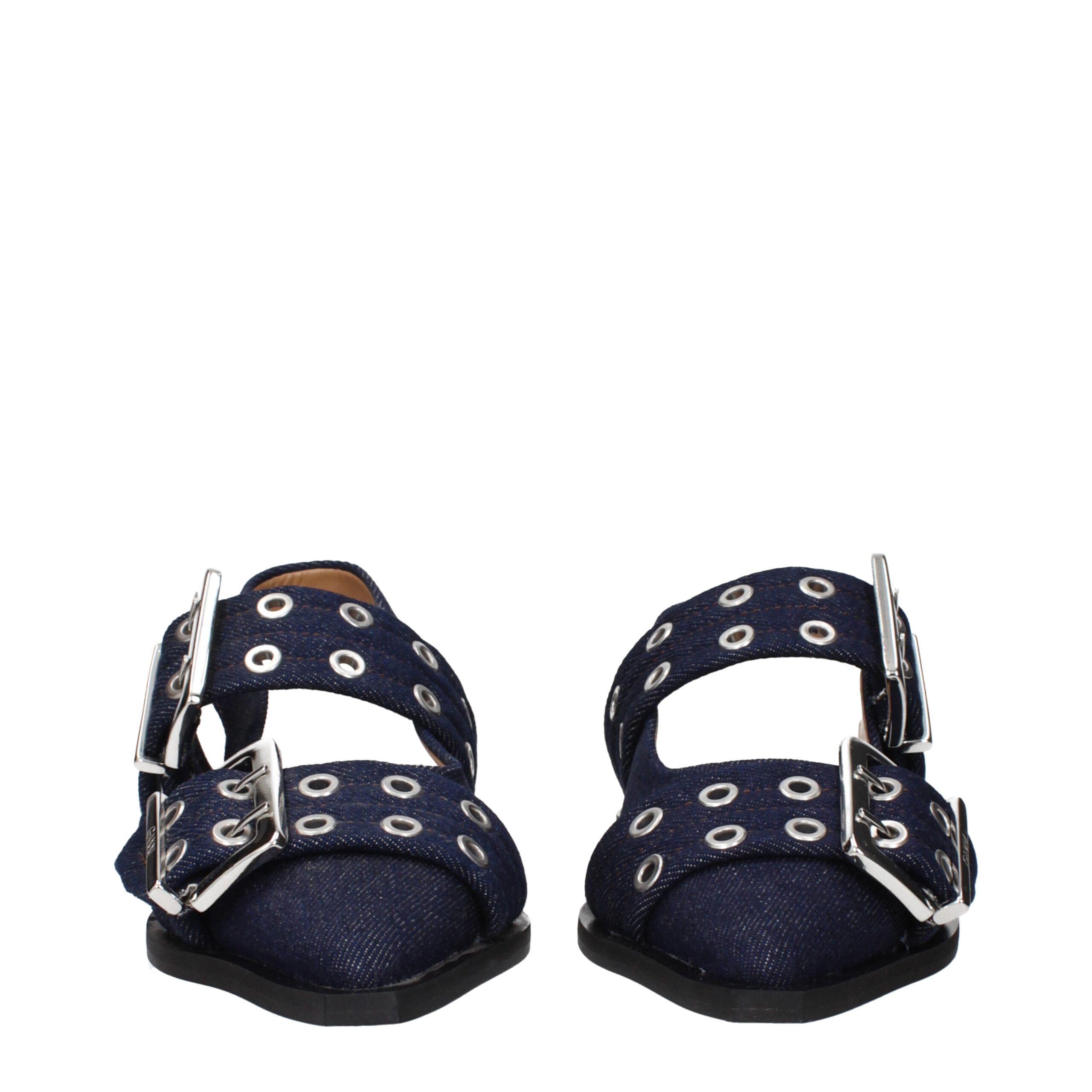 Ganni Blue Fabric Flat Sandals - Image 3