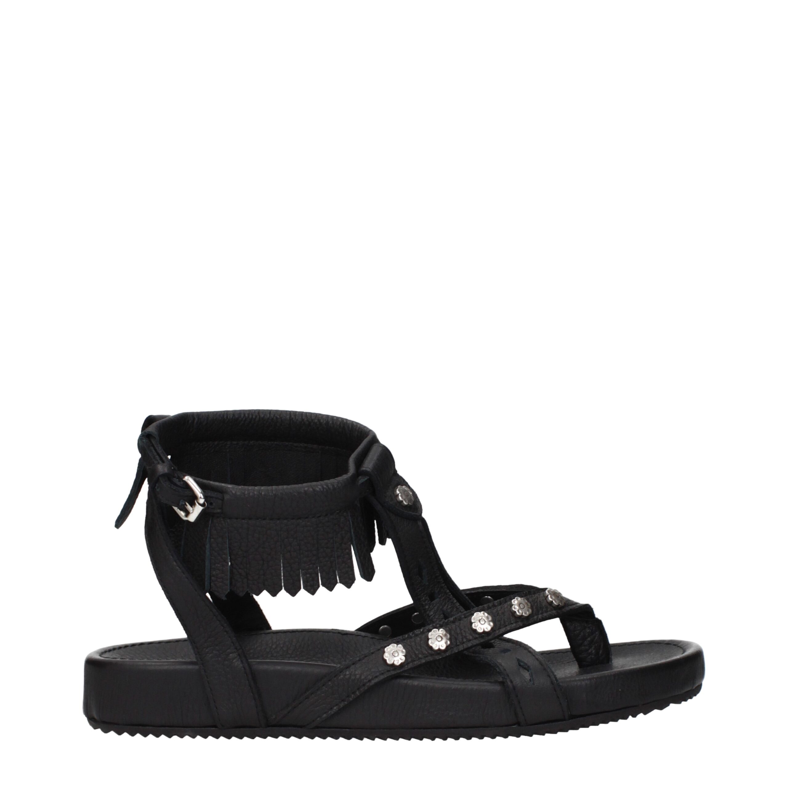 Isabel Marant Black Leather Flat Sandals