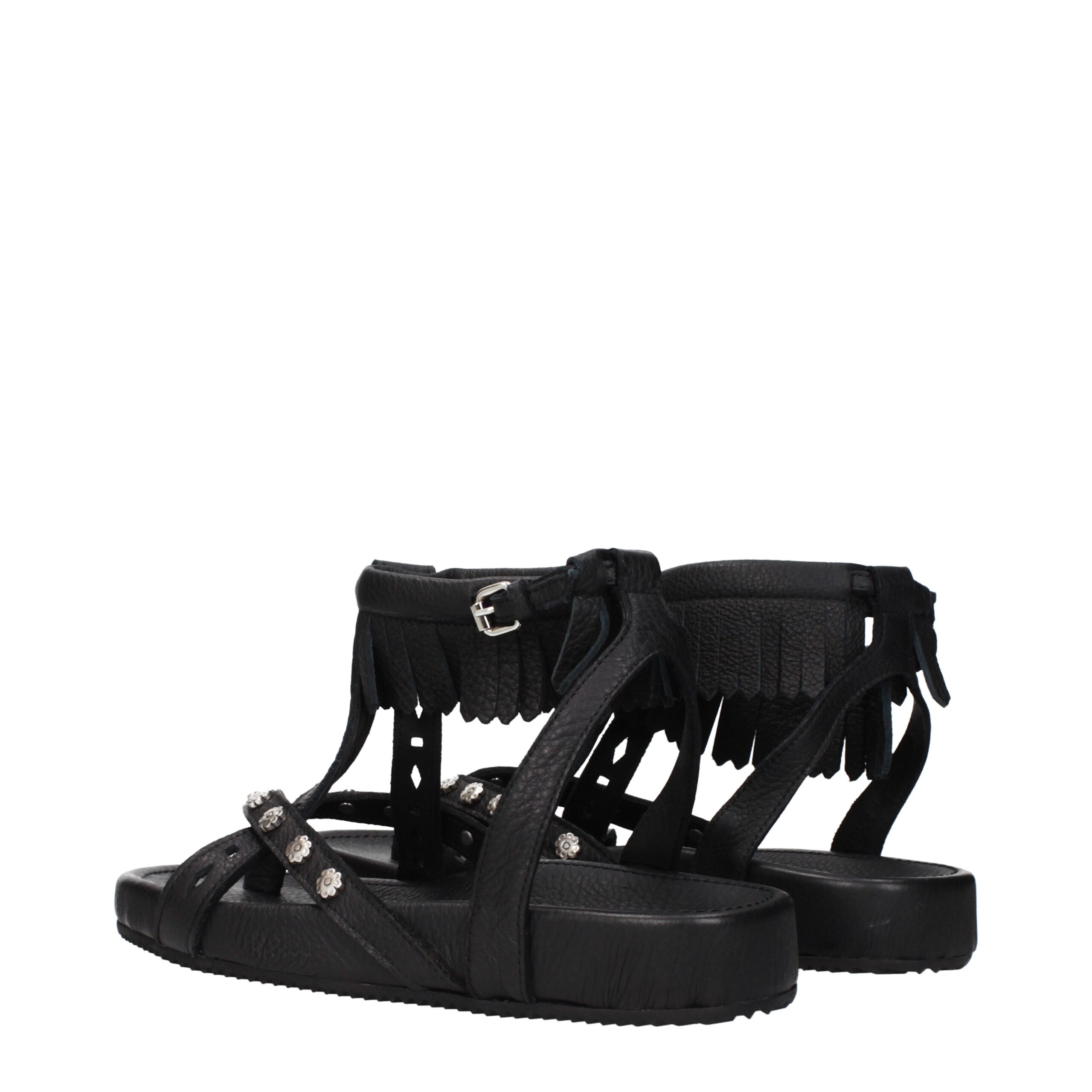 Isabel Marant Black Leather Flat Sandals - Image 4