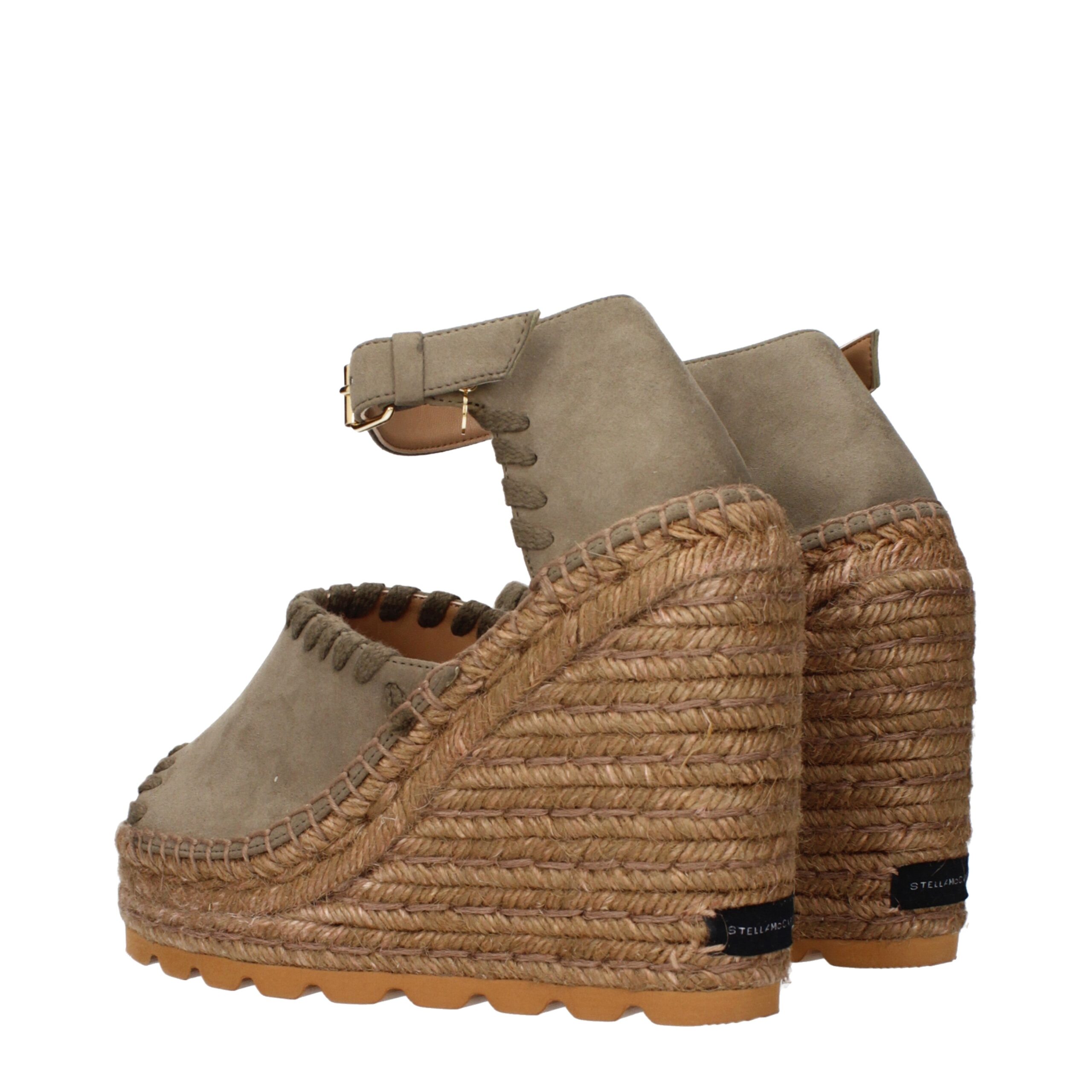 Stella McCartney Green Leather Wedge Sandals - Image 4