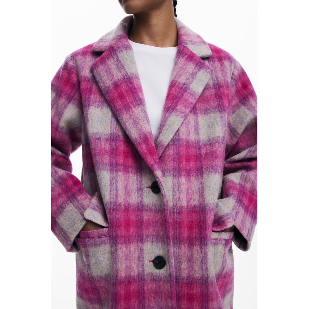 Desigual Pink Wool Women Coat - Image 3