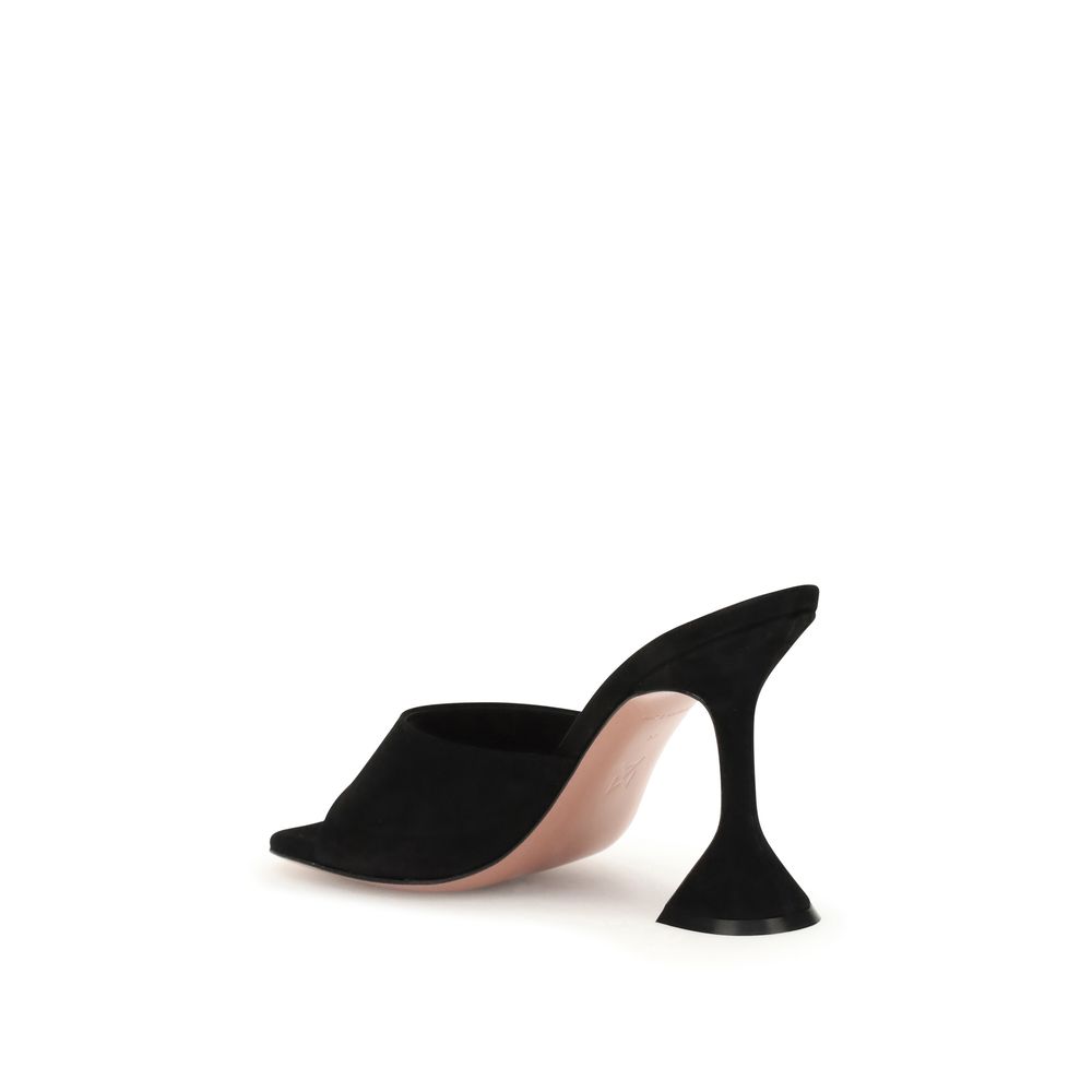 Amina Muaddi Black Calf Leather Bos Taurus Stiletto Heel Sandals - Image 3