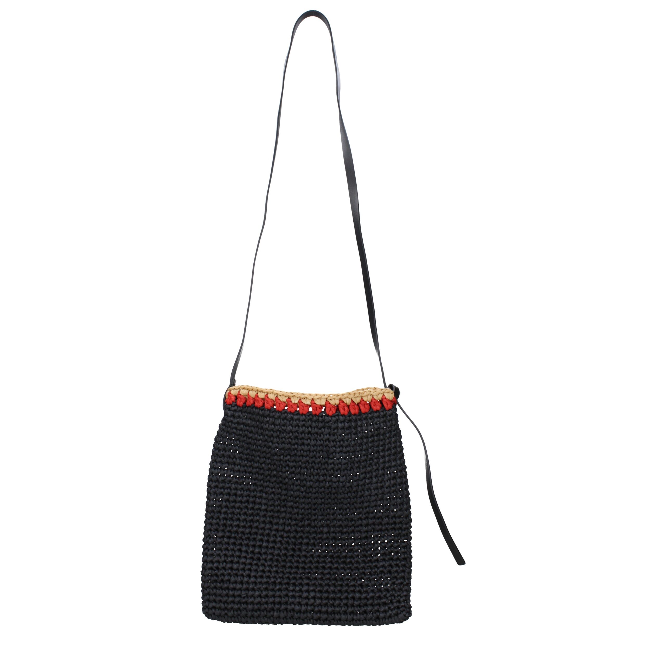 Jil Sander Black Raffia Crossbody Bag - Image 2