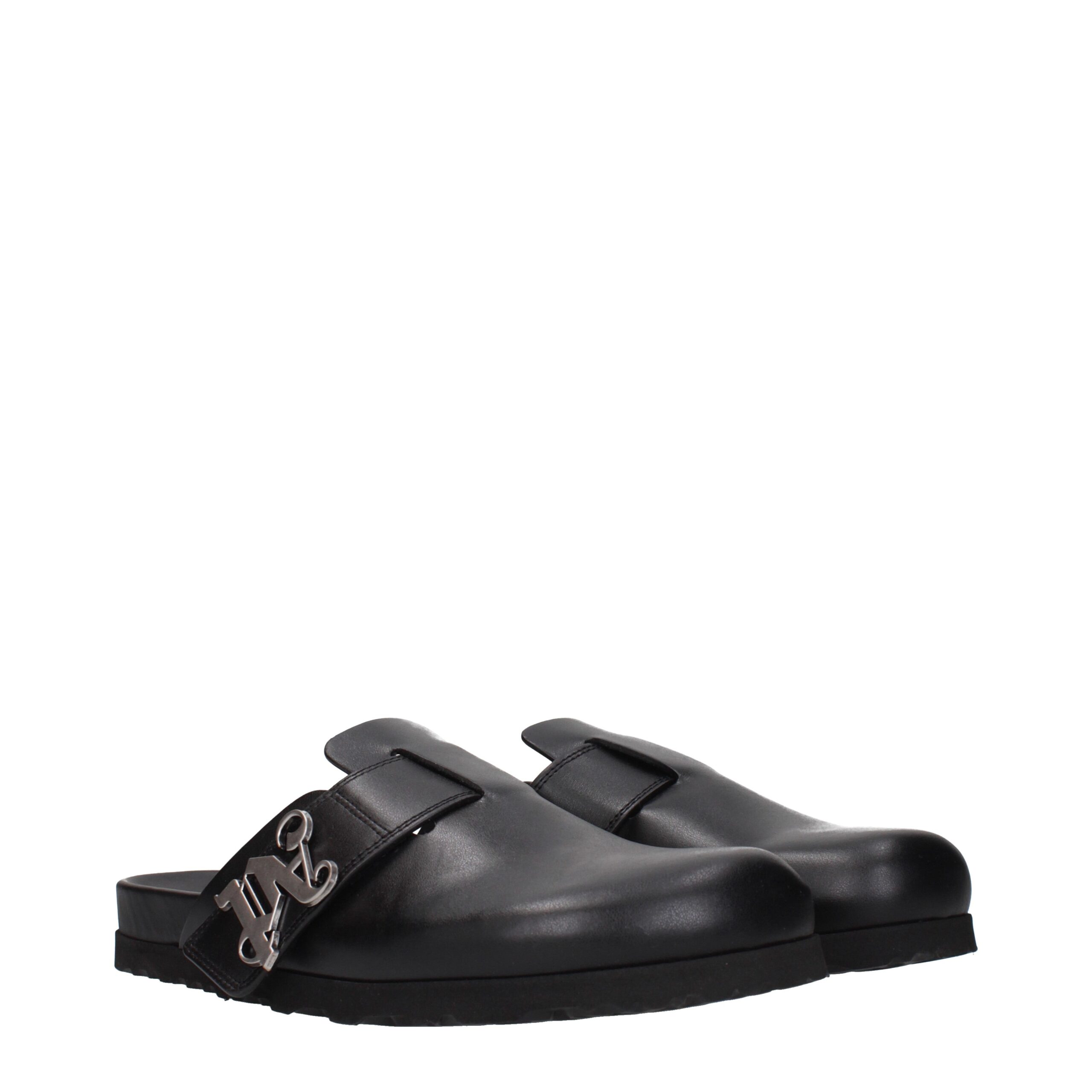 Palm Angels Black Leather Slippers - Image 2
