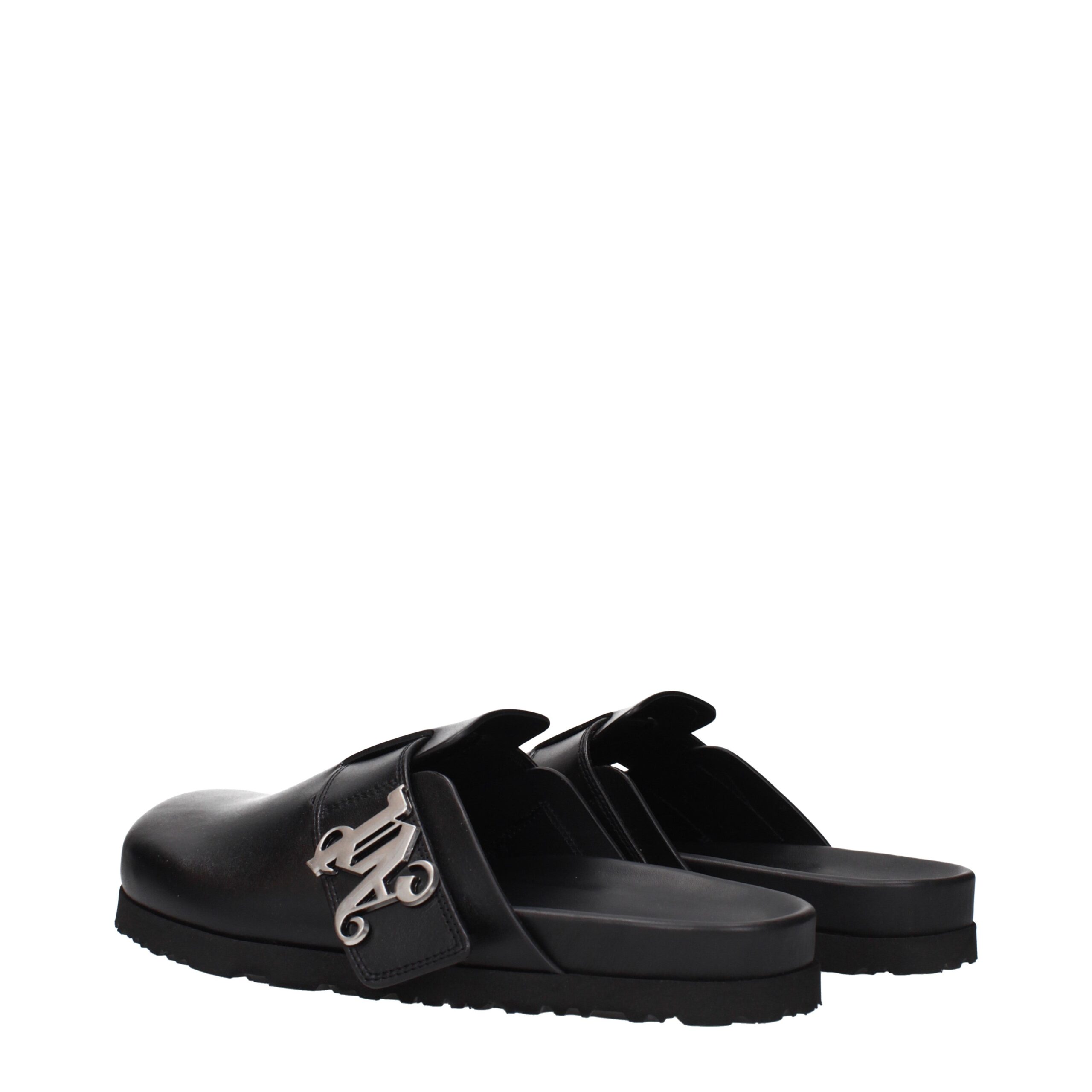 Palm Angels Black Leather Slippers - Image 4