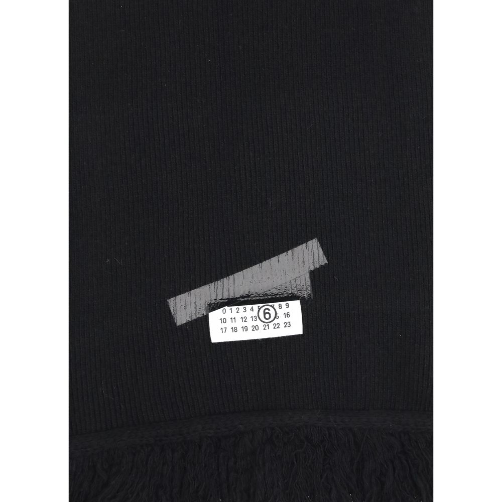 MM6 Black Wool Scarf - Image 3