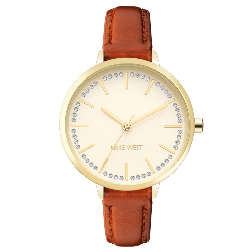 Nine West Brown Leather Dress Watch