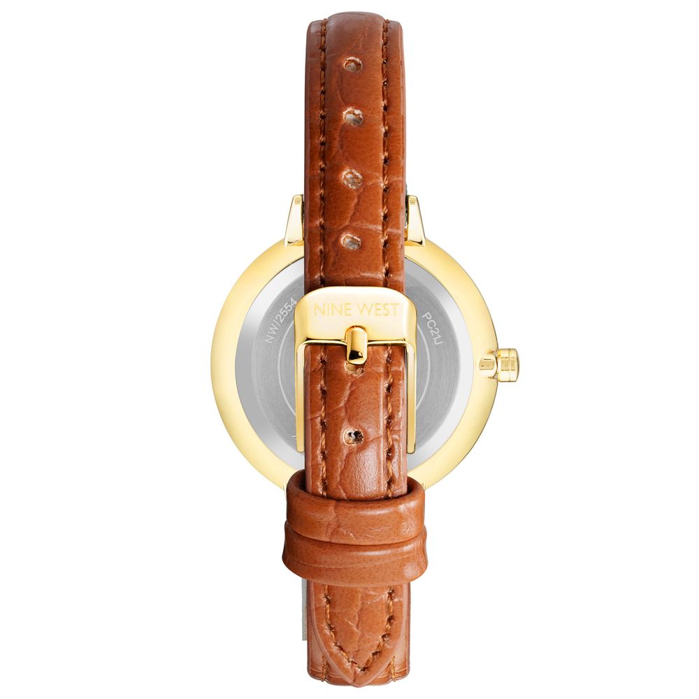 Nine West Brown Leather Dress Watch - Image 3