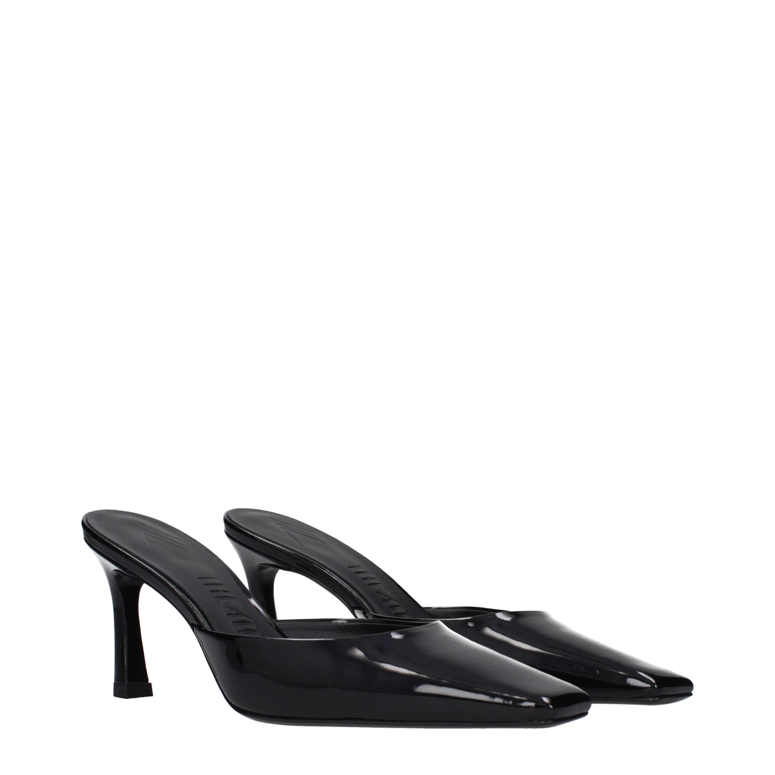 The Attico Black Leather Flat Sandals - Image 2
