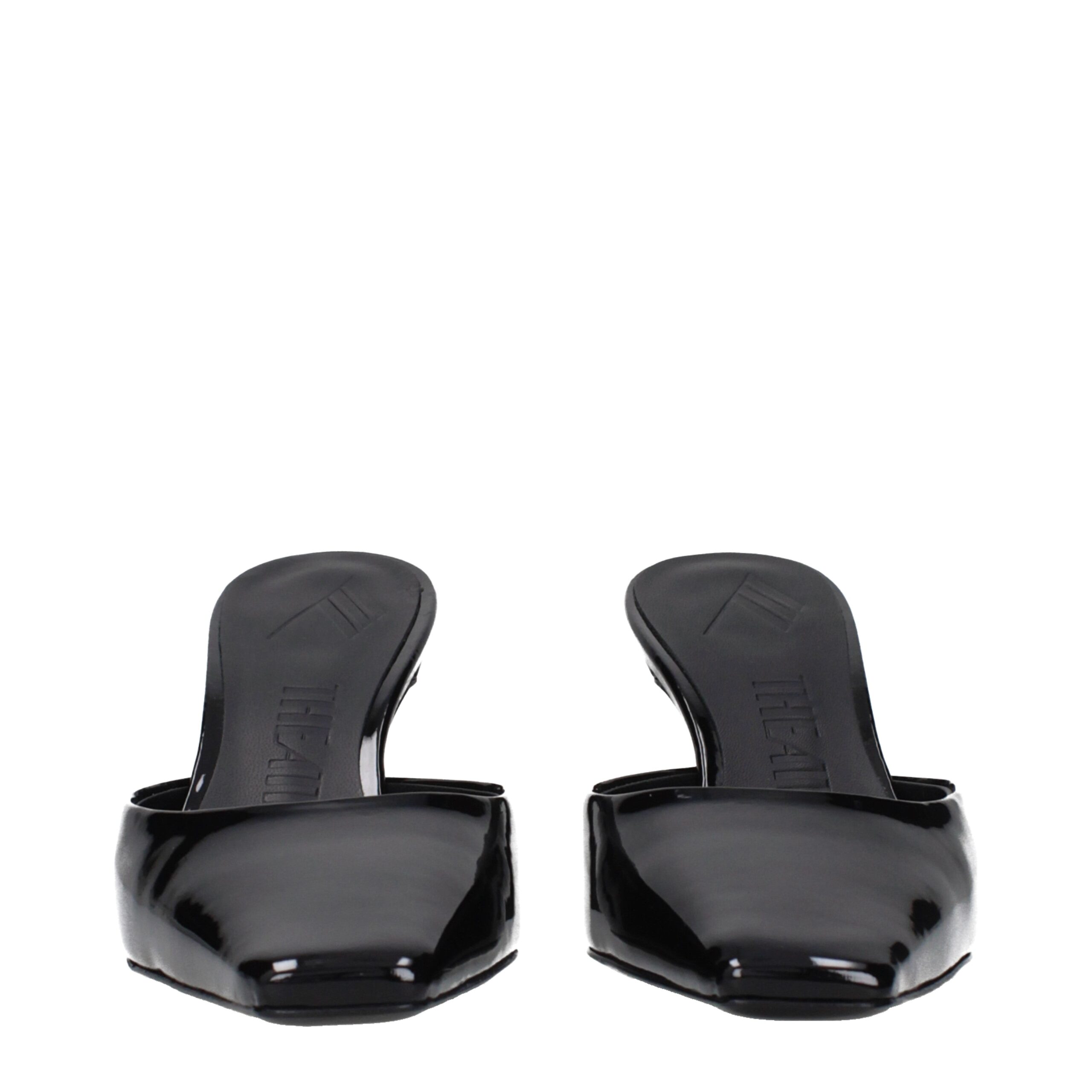 The Attico Black Leather Flat Sandals - Image 3