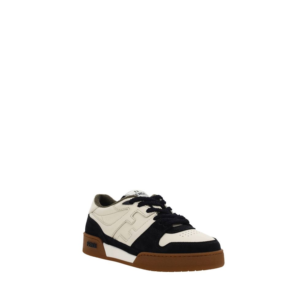 Fendi Black Calf Leather Bos Taurus Chunky Sneakers - Image 2