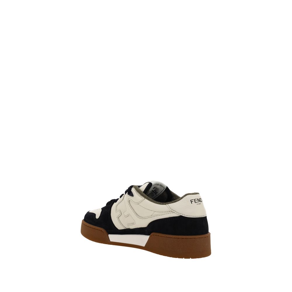 Fendi Black Calf Leather Bos Taurus Chunky Sneakers - Image 3