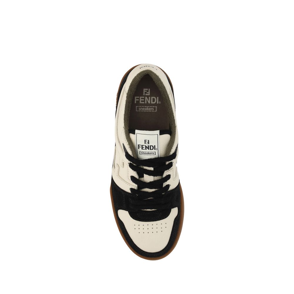 Fendi Black Calf Leather Bos Taurus Chunky Sneakers - Image 4