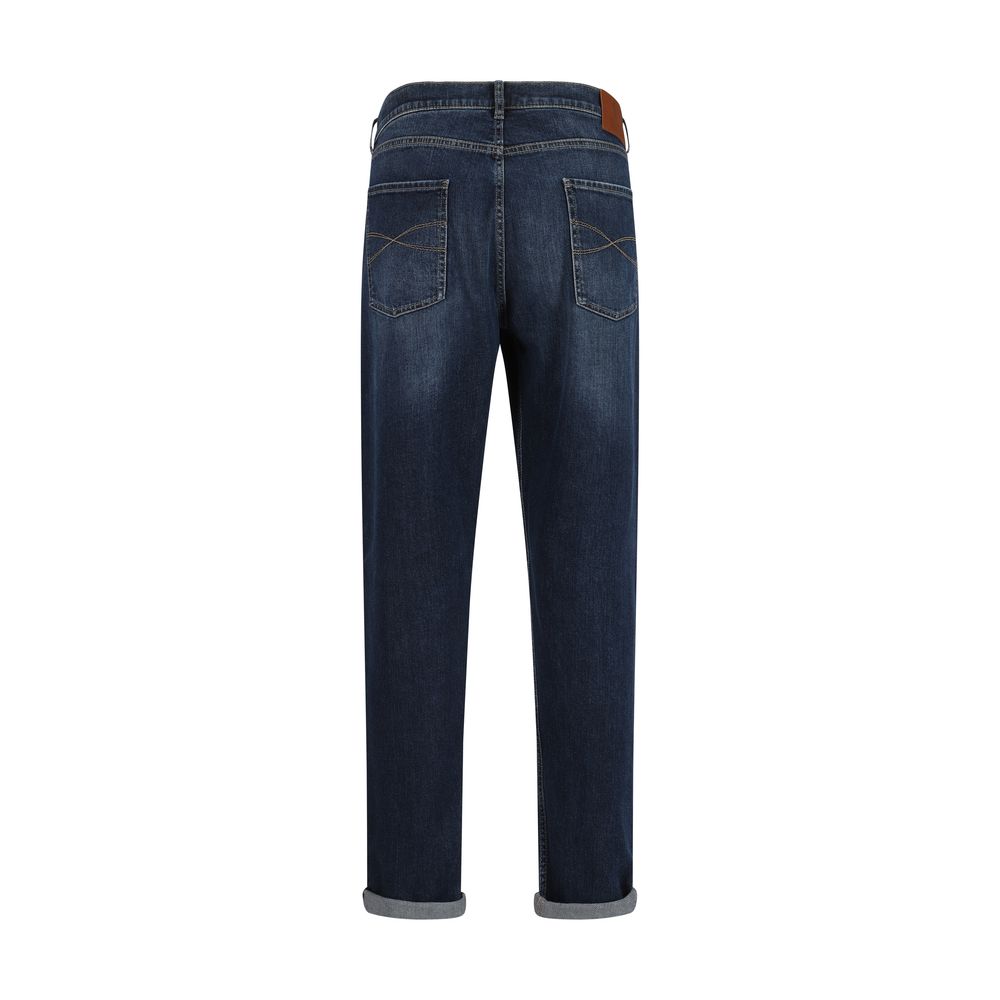 Brunello Cucinelli Blue Cotton Straight-Leg Jeans - Image 2