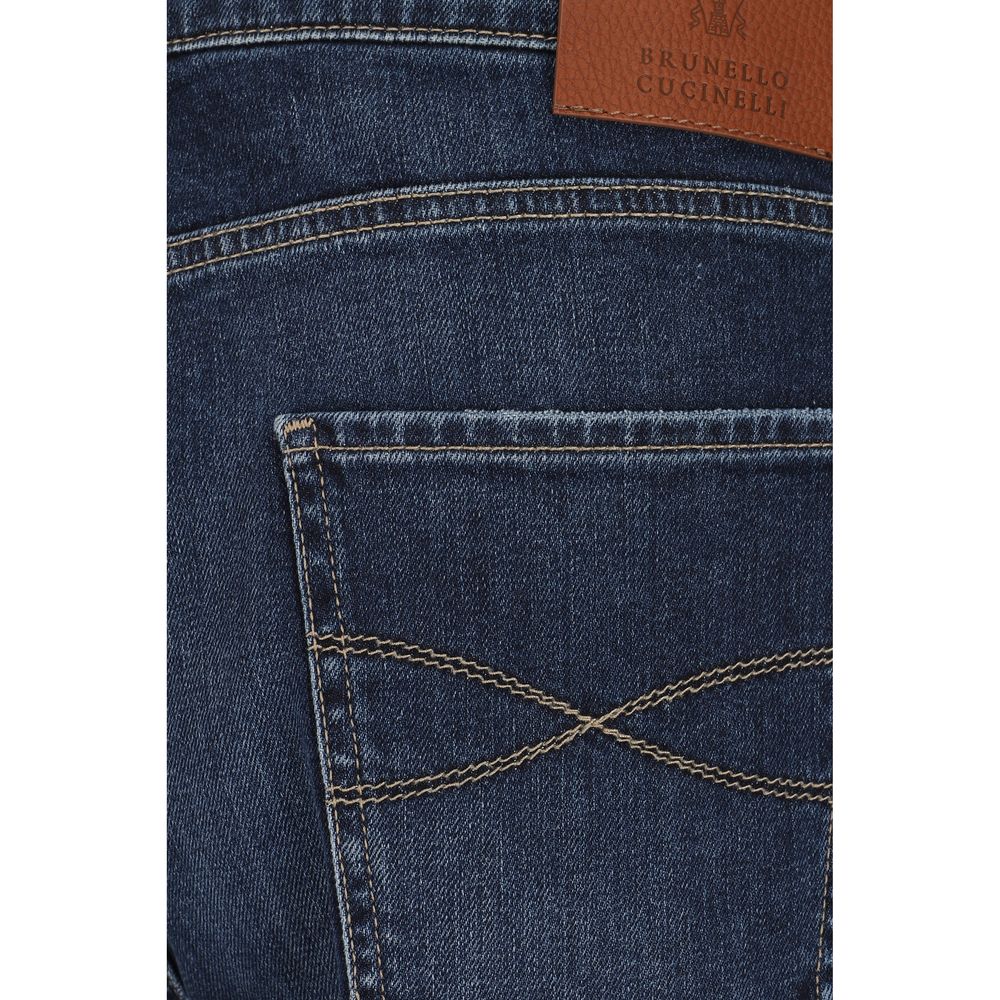Brunello Cucinelli Blue Cotton Straight-Leg Jeans - Image 3