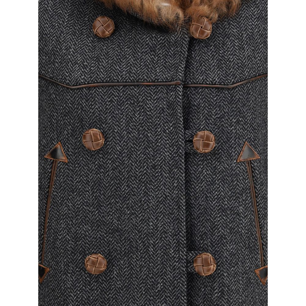 Prada Gray Fleece Wool Coat - Image 3