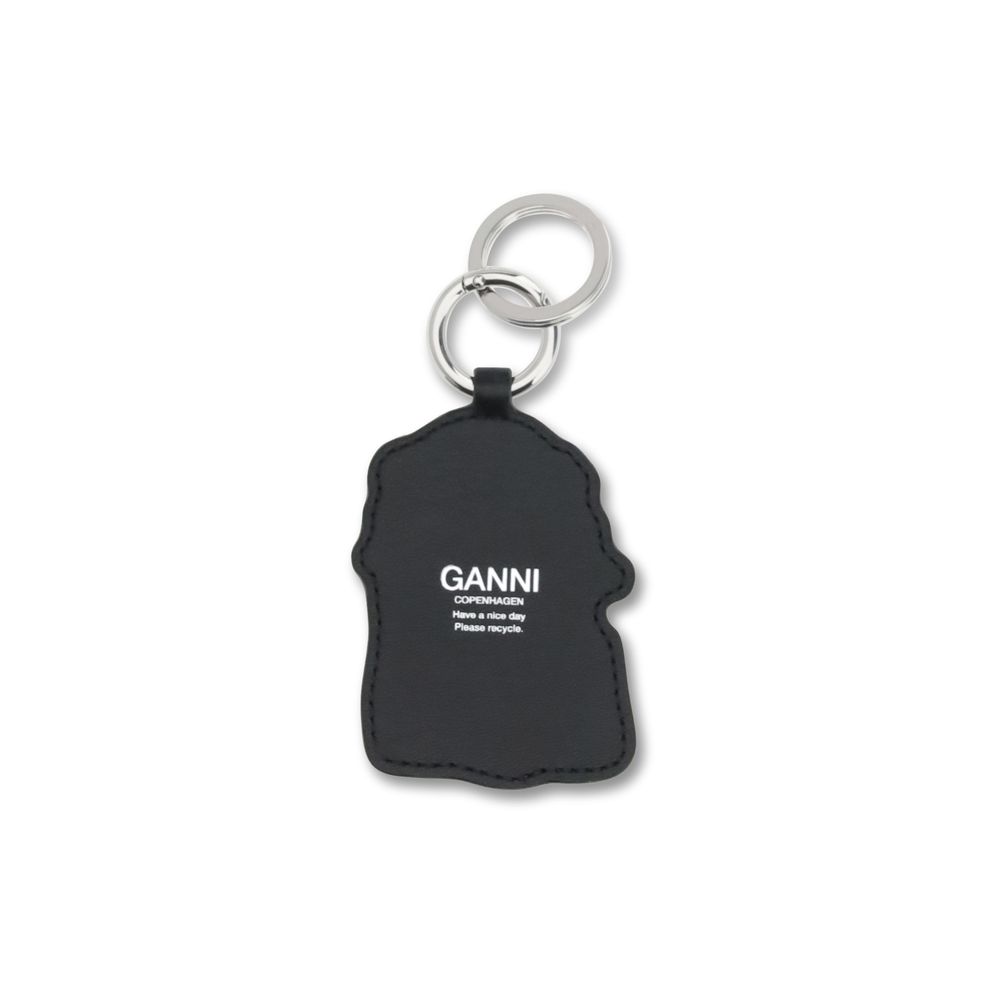 Ganni White Recycled Leather Keychain - Image 2