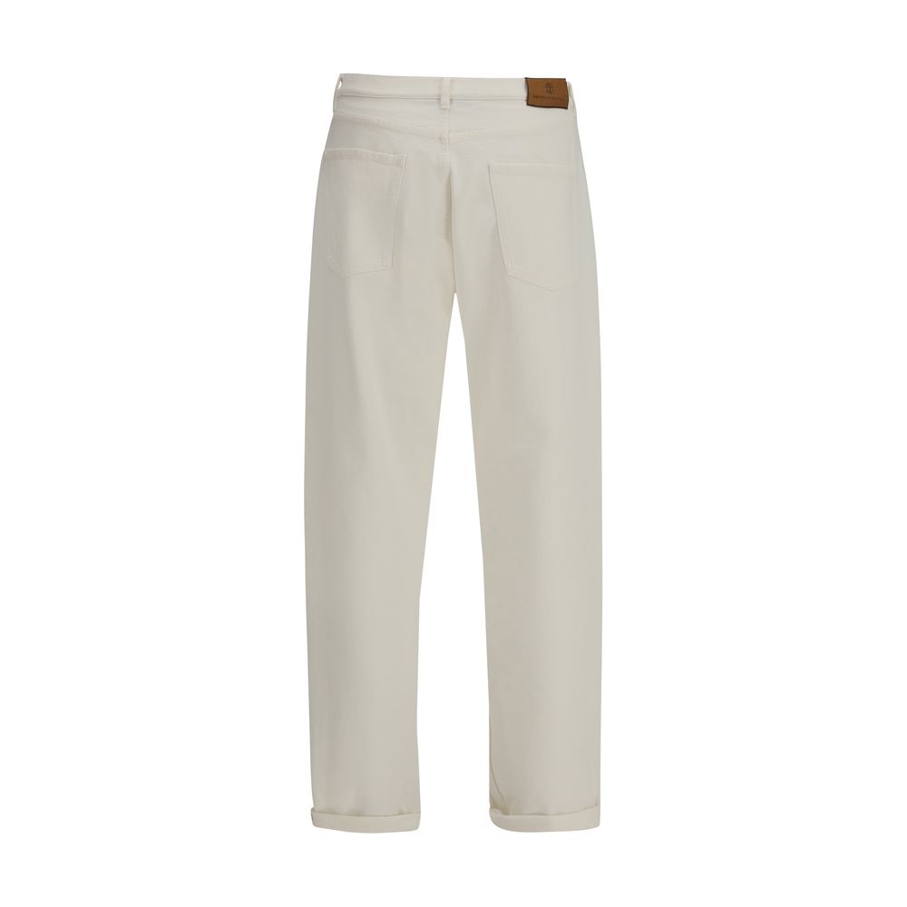 Brunello Cucinelli White Cotton Straight-Leg Jeans - Image 2