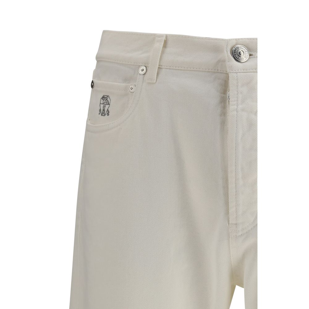 Brunello Cucinelli White Cotton Straight-Leg Jeans - Image 3