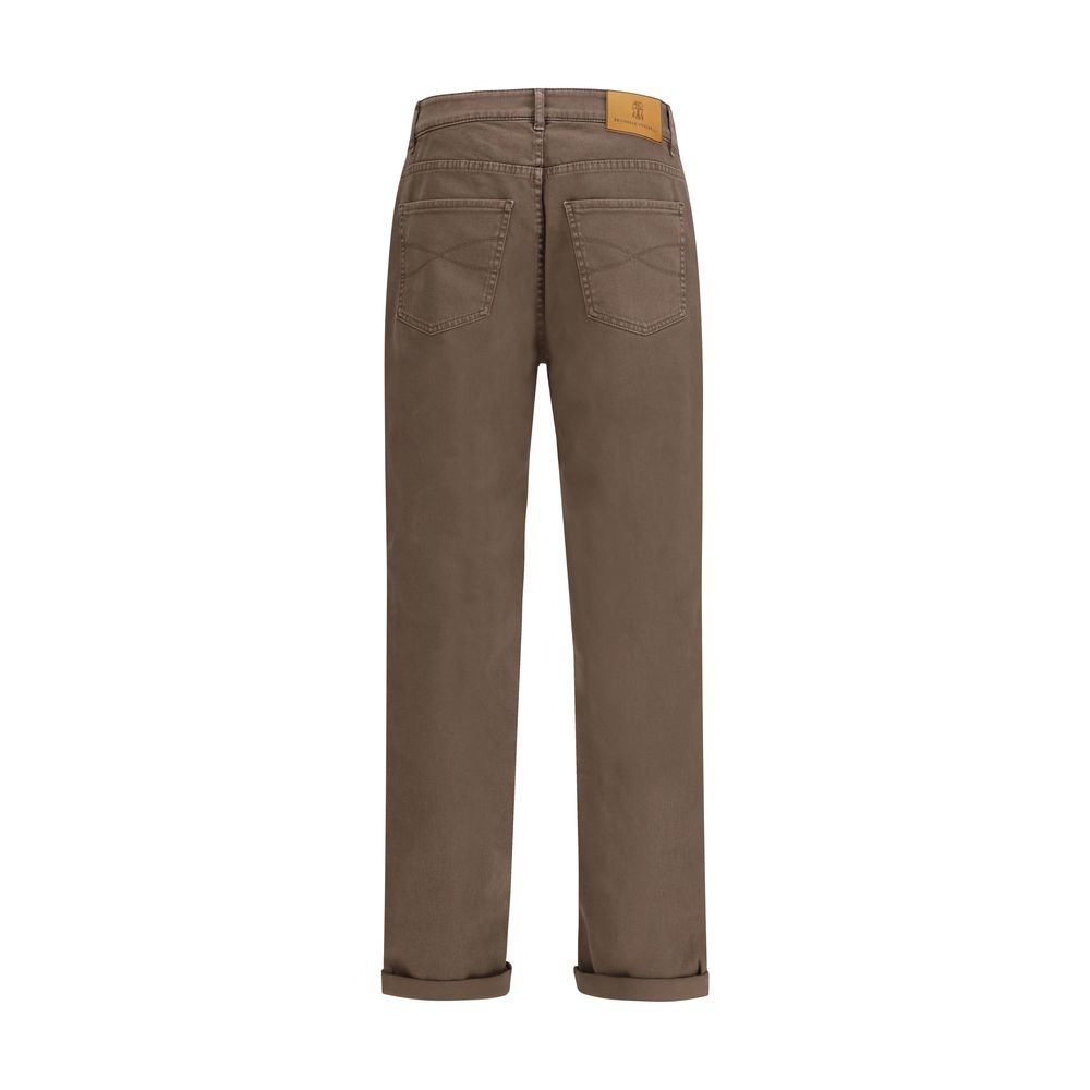Brunello Cucinelli Brown Cotton Relaxed Fit Jeans - Image 2