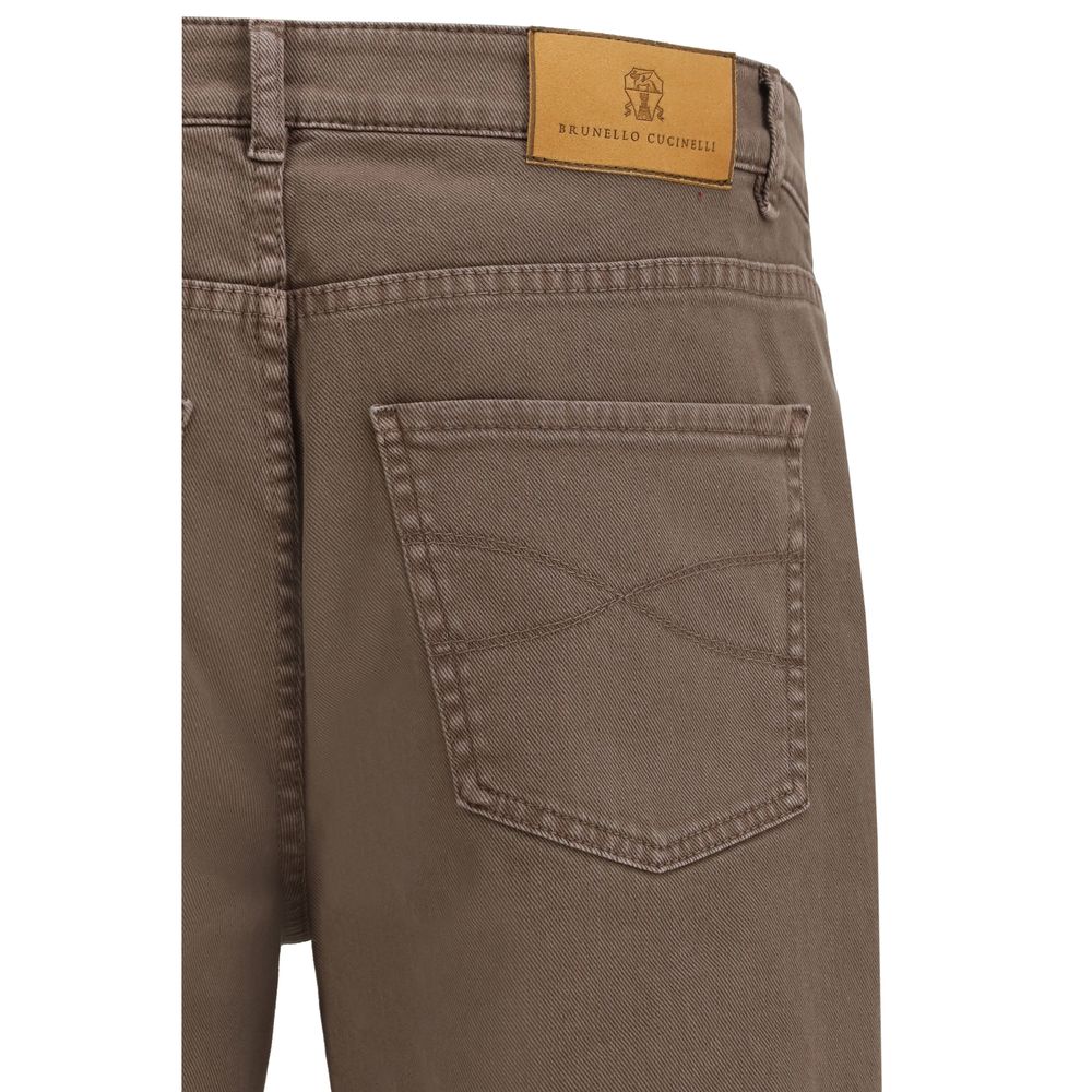 Brunello Cucinelli Brown Cotton Relaxed Fit Jeans - Image 3