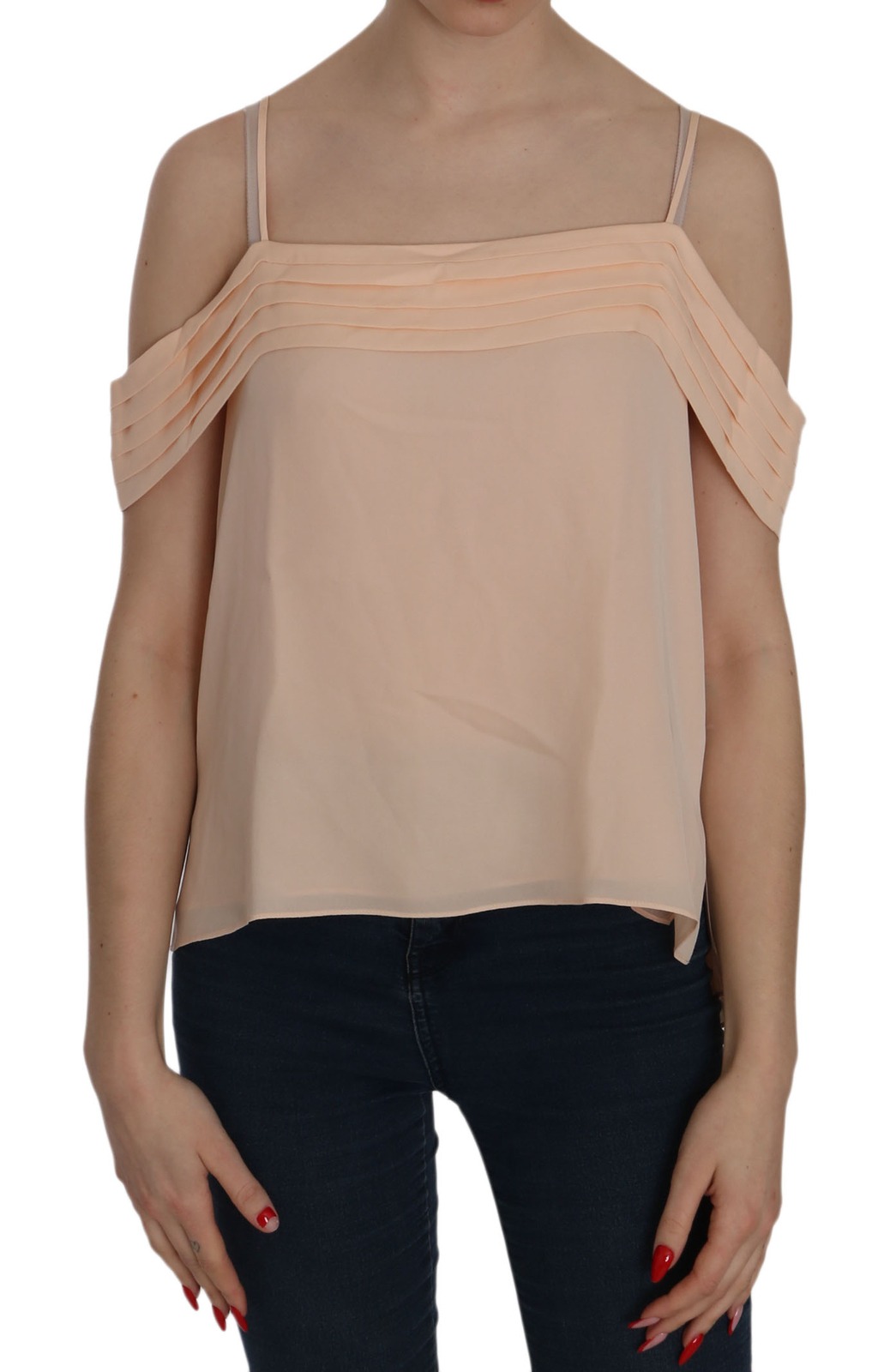 Alexander Wang Orange Off Shoulder Strap Square Neck Top Blouse - Image 2