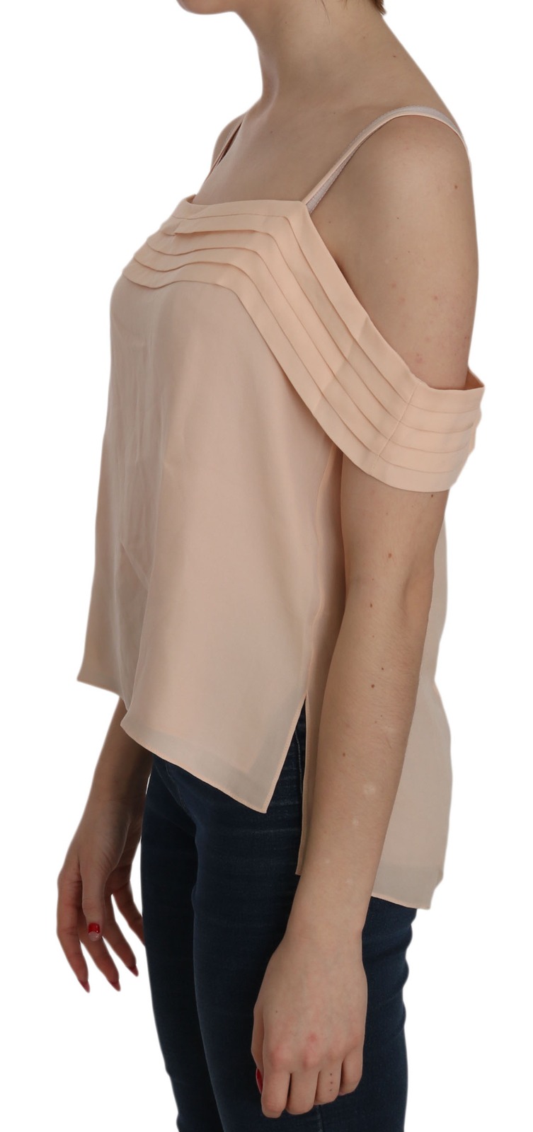 Alexander Wang Orange Off Shoulder Strap Square Neck Top Blouse - Image 4