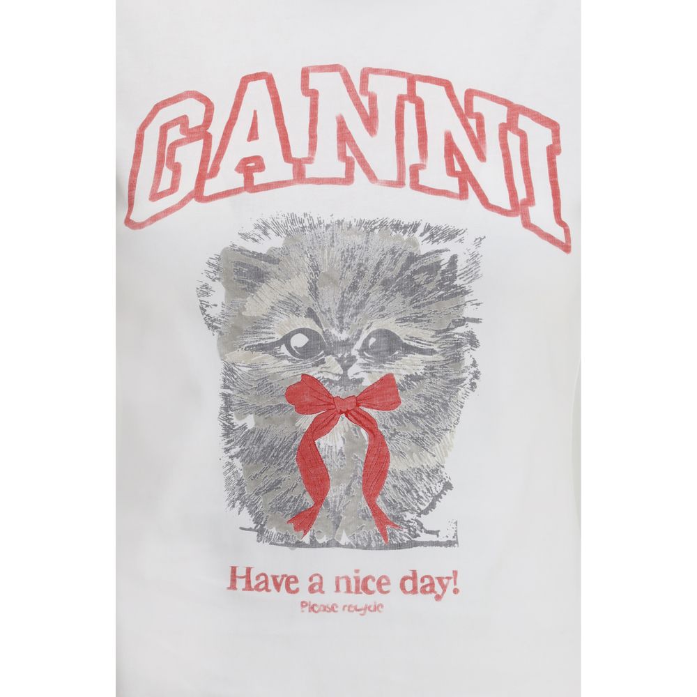 Ganni White Cotton T-Shirt - Image 3