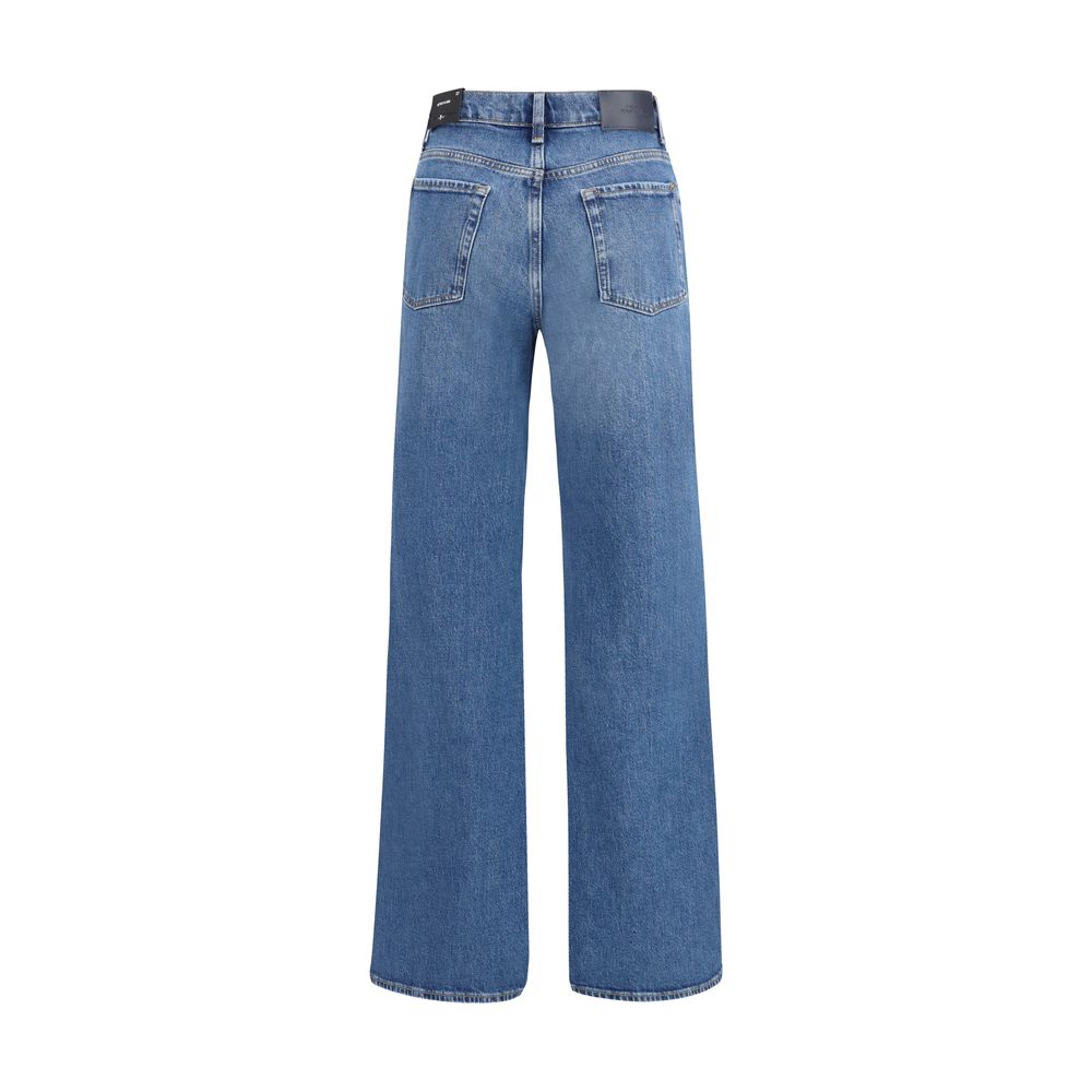 7FOR Blue Cotton Flared Jeans - Image 2