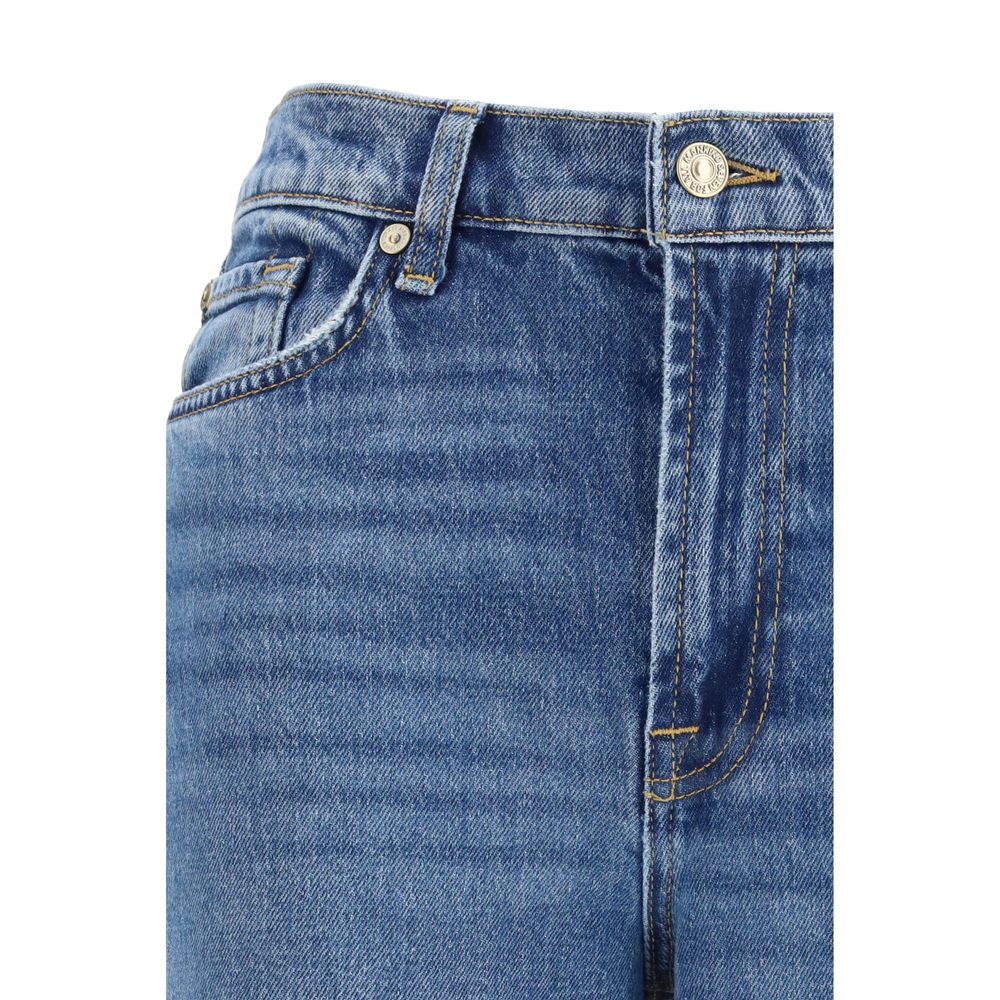 7FOR Blue Cotton Flared Jeans - Image 3
