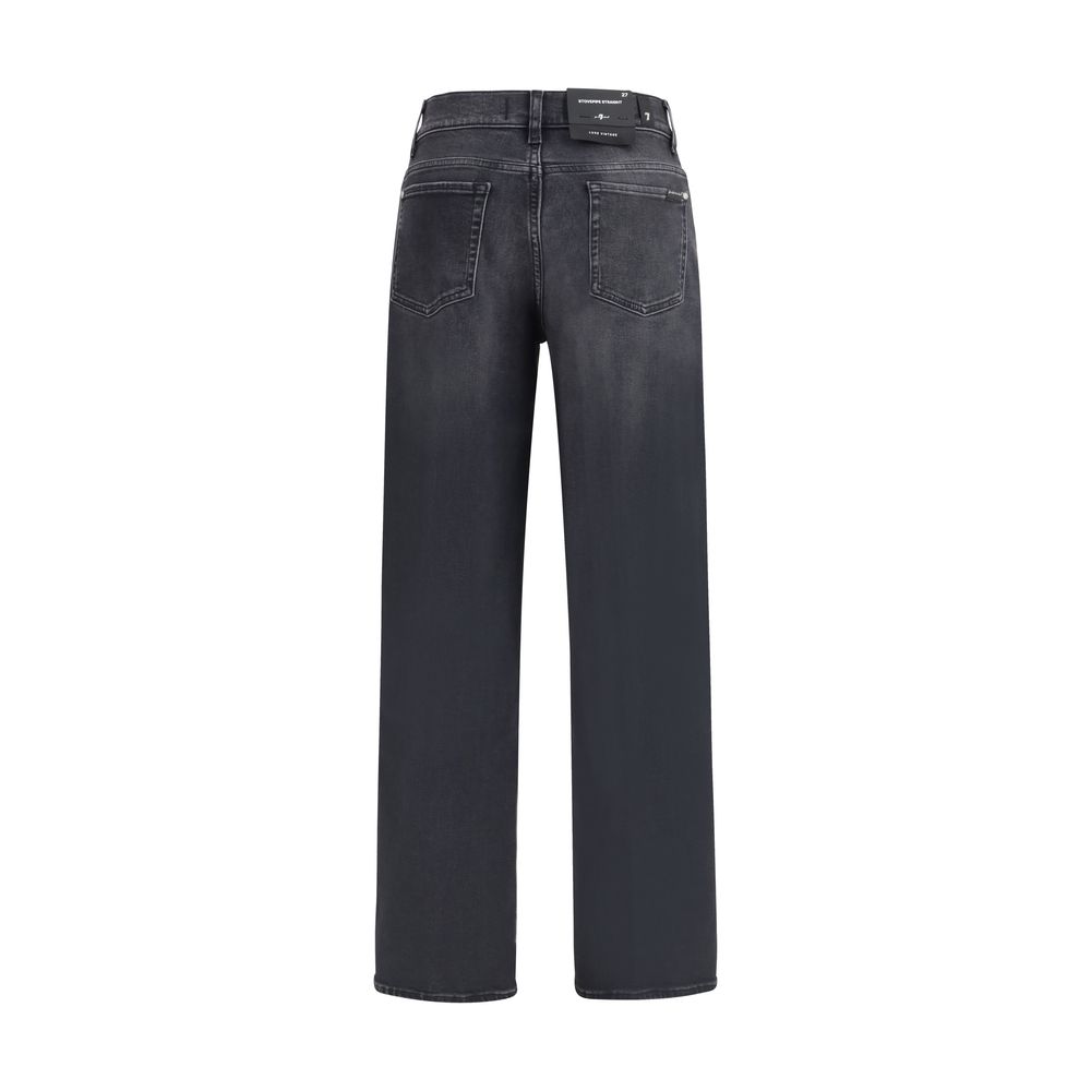 7FOR Black Cotton Straight-Leg Jeans - Image 2
