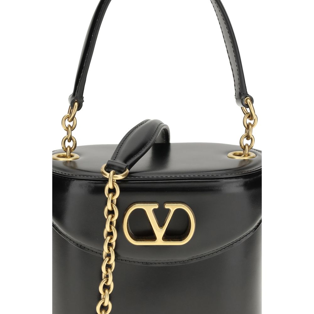 Valentino Garavani Black Calf Leather Bos Taurus Shoulder Bag - Image 4