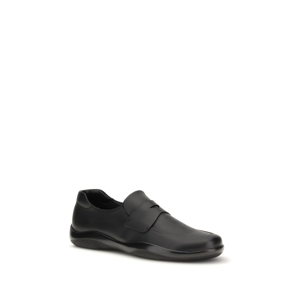 Prada Black Calf Leather Bos Taurus Slip-On Loafers - Image 2