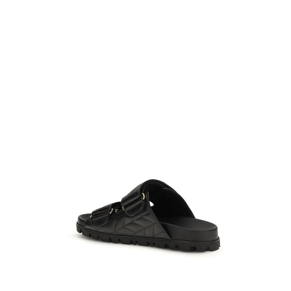 Miu Miu Black Napa Leather / Calf Bos Taurus Slippers - Image 3