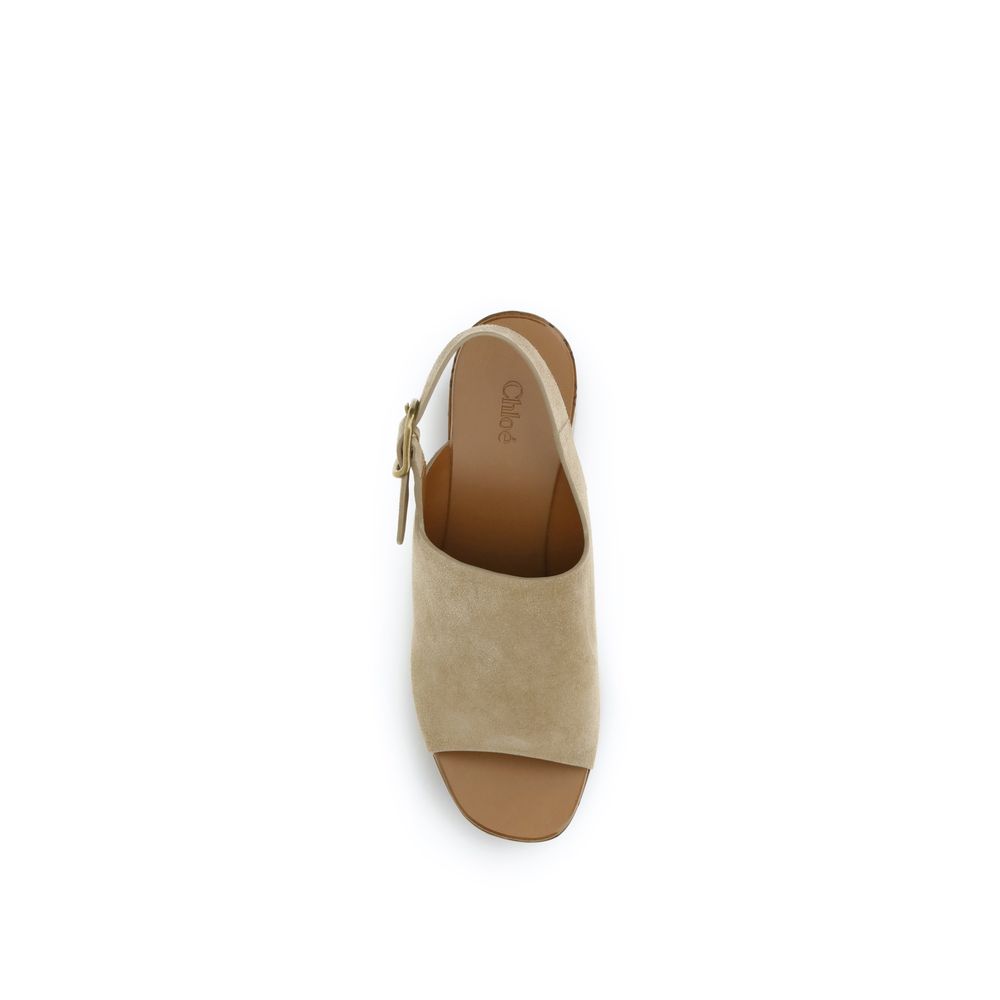 Chloé Beige Lamb Ovis Aries Aries Platform Sandals - Image 4