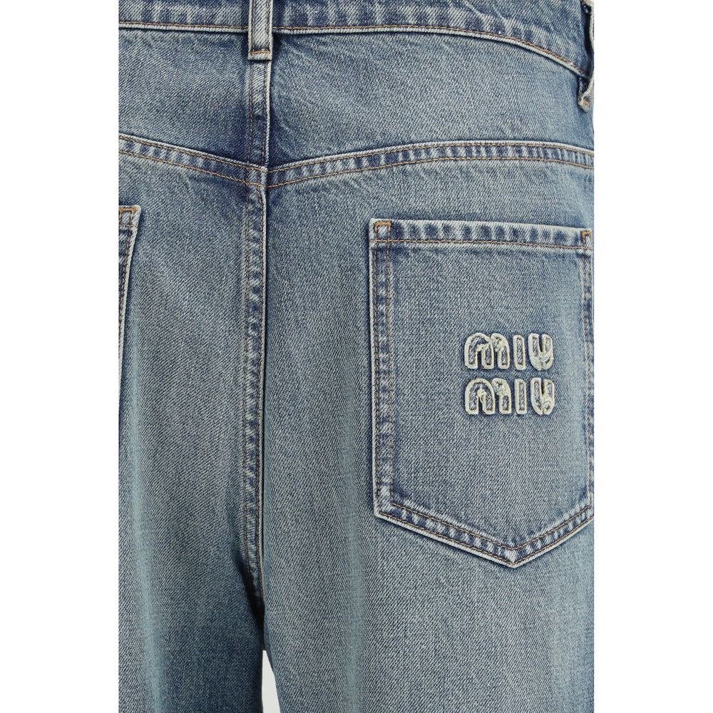 Miu Miu Blue Cotton Straight-Leg Jeans - Image 3