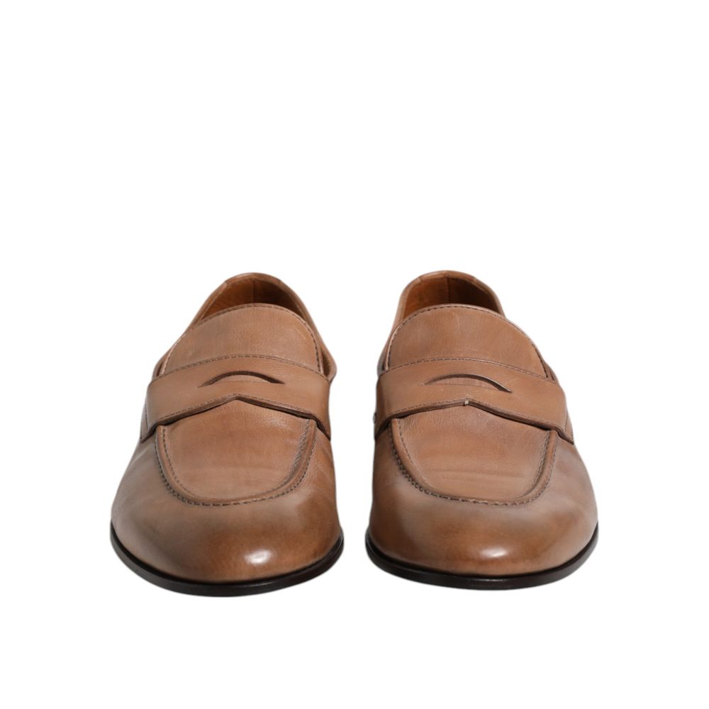 Brunello Cucinelli Brown Leather Slip-On Loafers - Image 2