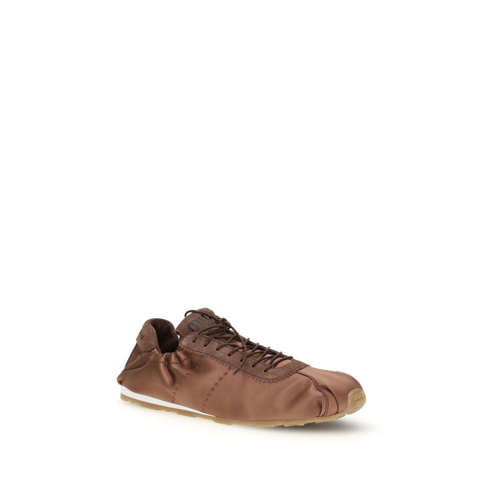 Miu Miu Brown Viscose Sneakers - Image 2