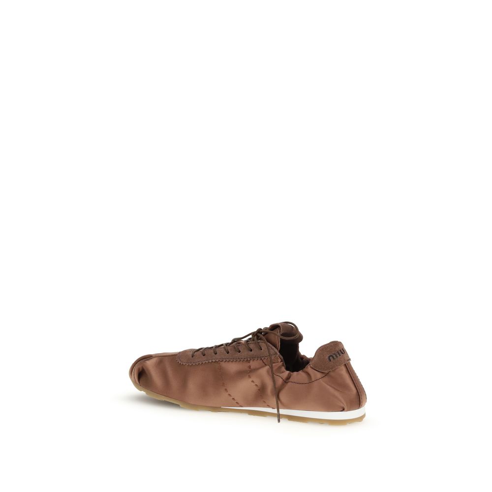Miu Miu Brown Viscose Sneakers - Image 3